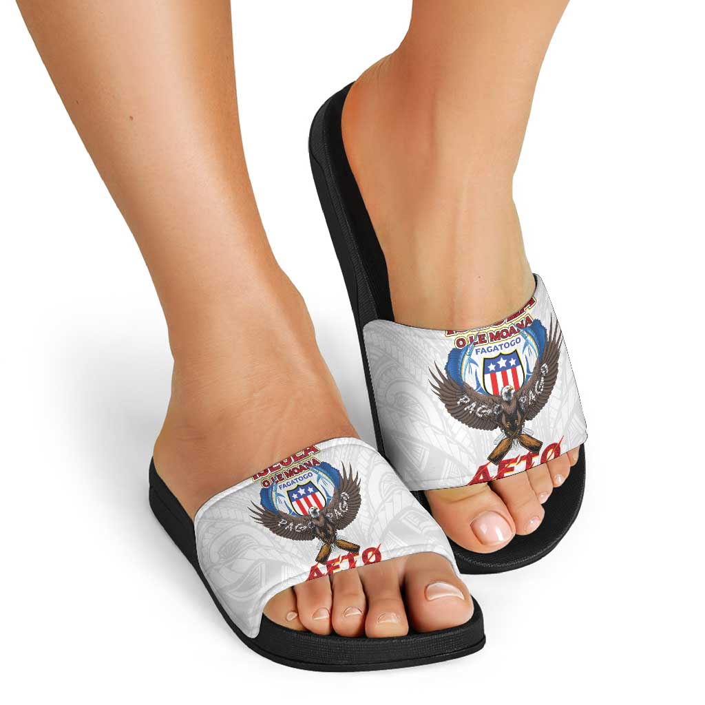American Samoa Fautasi Slide Sandals Pago Pago Aeto and Iseula o le Moana of Fagatogo White Color - Polynesian Pride