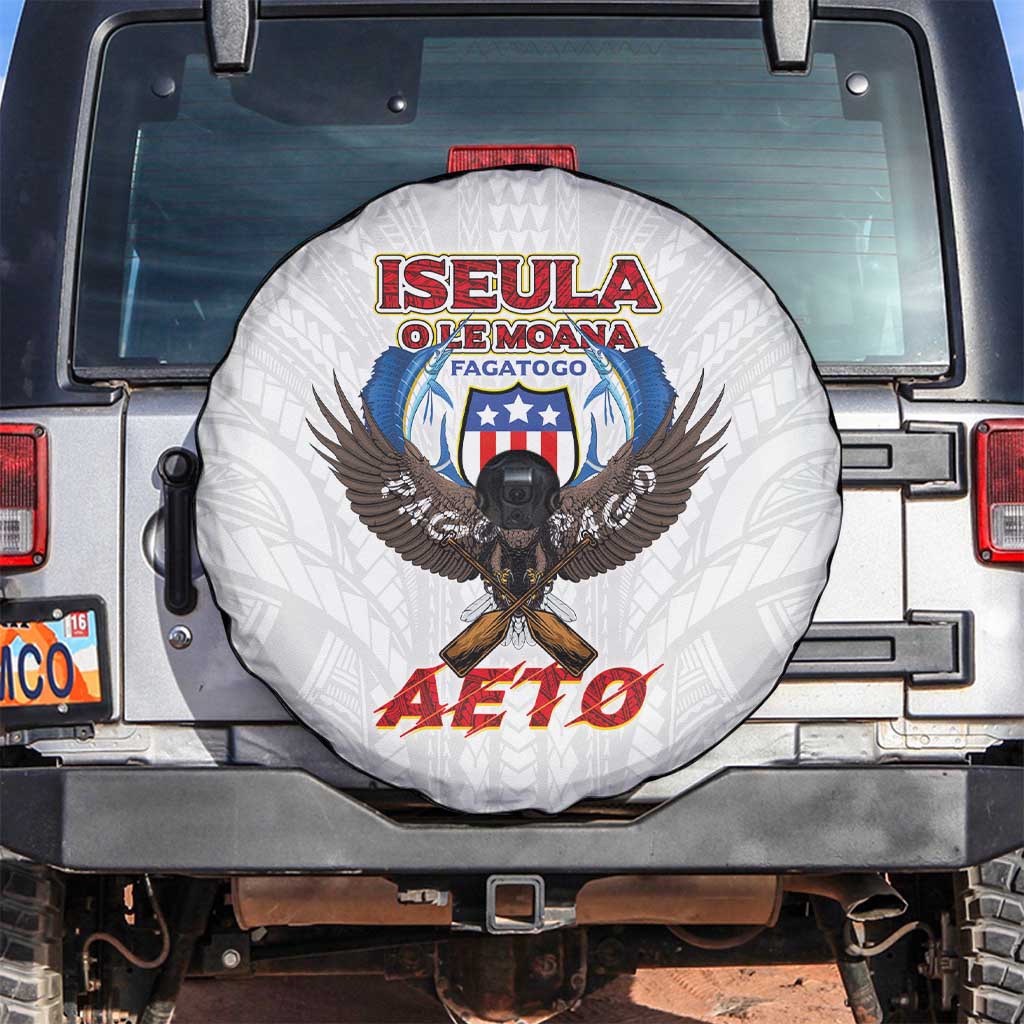 American Samoa Fautasi Spare Tire Cover Pago Pago Aeto and Iseula o le Moana of Fagatogo White Color - Polynesian Pride
