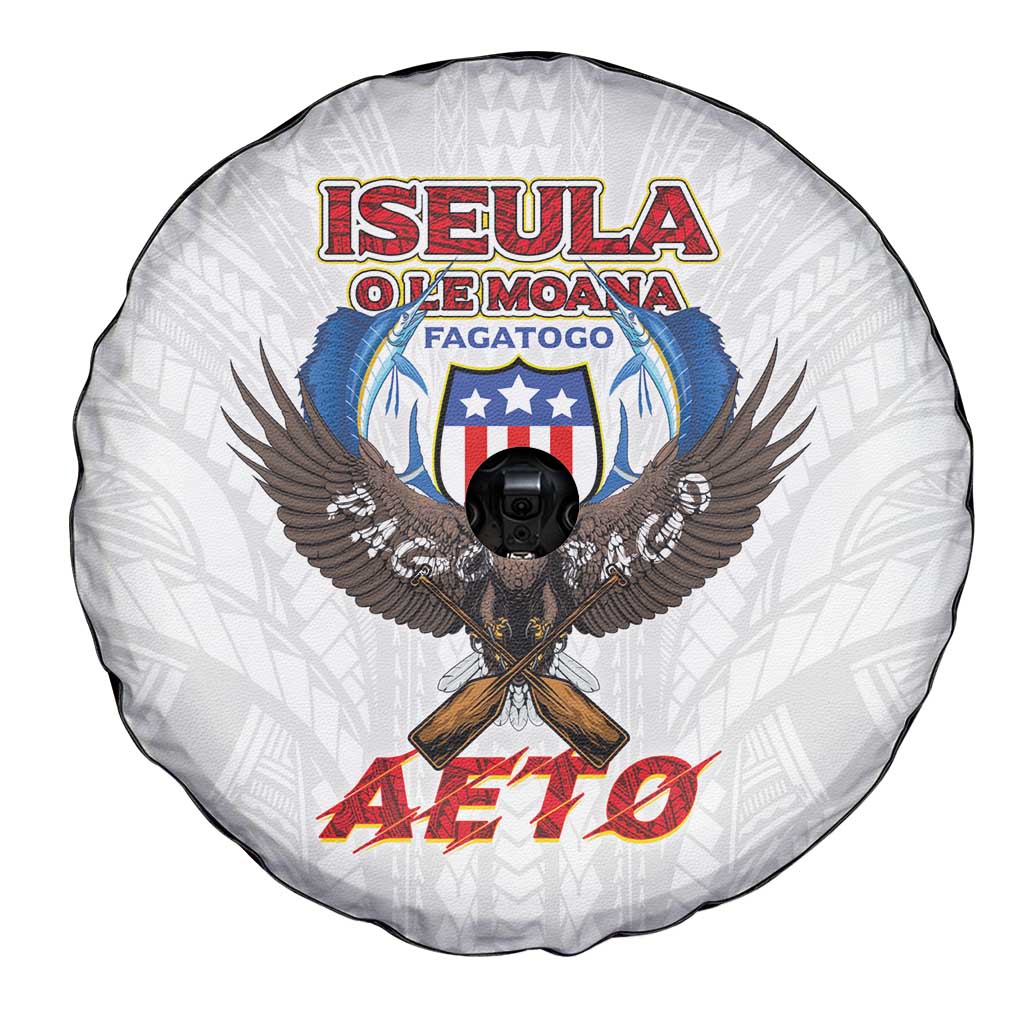 American Samoa Fautasi Spare Tire Cover Pago Pago Aeto and Iseula o le Moana of Fagatogo White Color - Polynesian Pride