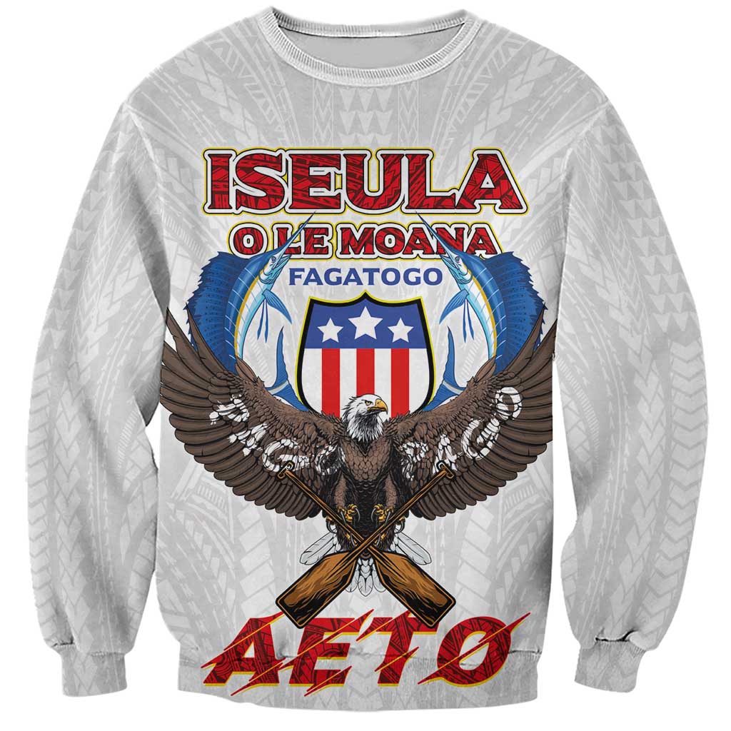 American Samoa Fautasi Sweatshirt Pago Pago Aeto and Iseula o le Moana of Fagatogo White Color - Polynesian Pride