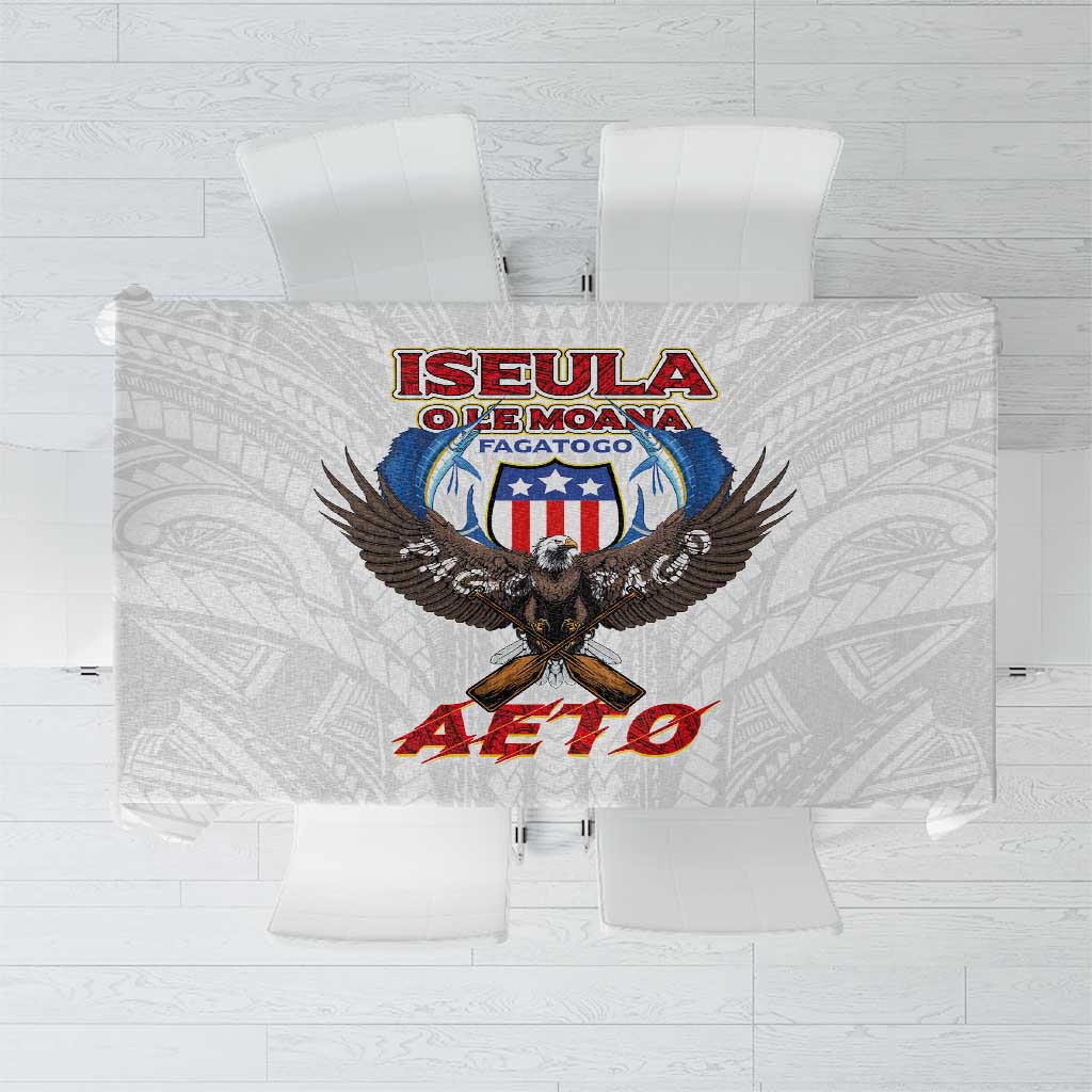 American Samoa Fautasi Tablecloth Pago Pago Aeto and Iseula o le Moana of Fagatogo White Color - Polynesian Pride