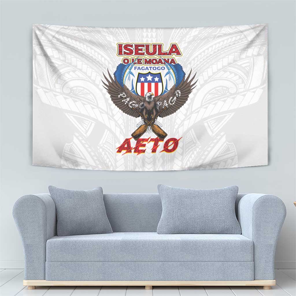 American Samoa Fautasi Tapestry Pago Pago Aeto and Iseula o le Moana of Fagatogo White Color - Polynesian Pride