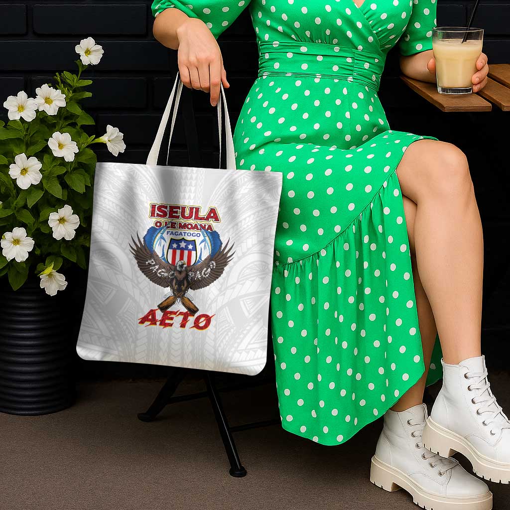American Samoa Fautasi Tote Bag Pago Pago Aeto and Iseula o le Moana of Fagatogo White Color - Polynesian Pride