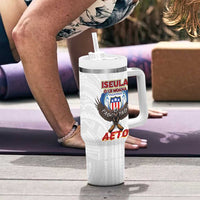 American Samoa Fautasi Tumbler With Handle Pago Pago Aeto and Iseula o le Moana of Fagatogo White Color - Polynesian Pride