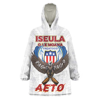 American Samoa Fautasi Wearable Blanket Hoodie Pago Pago Aeto and Iseula o le Moana of Fagatogo White Color - Polynesian Pride