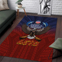 American Samoa Fautasi Area Rug Pago Pago Aeto and Iseula o le Moana of Fagatogo Red-Blue - Polynesian Pride