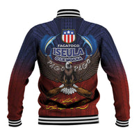 American Samoa Fautasi Baseball Jacket Pago Pago Aeto and Iseula o le Moana of Fagatogo Red-Blue - Polynesian Pride