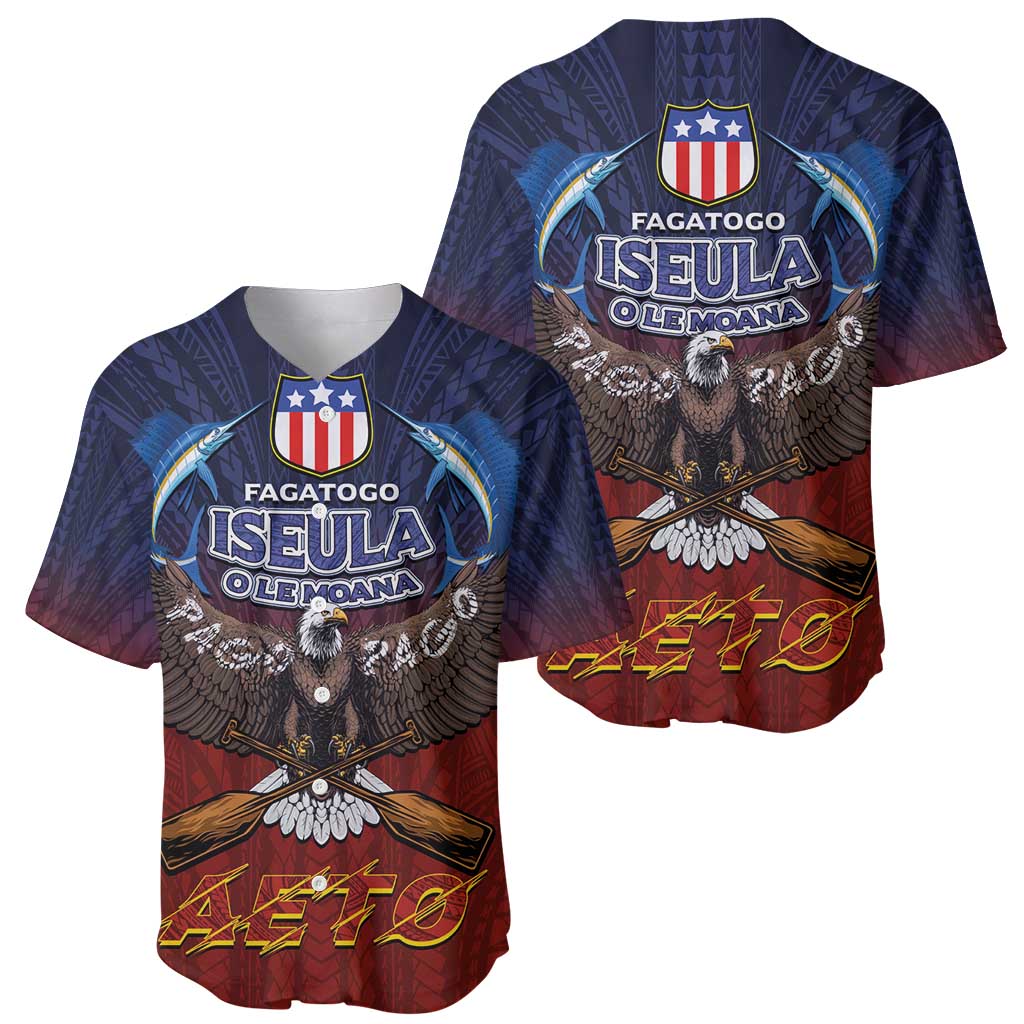 American Samoa Fautasi Baseball Jersey Pago Pago Aeto and Iseula o le Moana of Fagatogo Red-Blue - Polynesian Pride