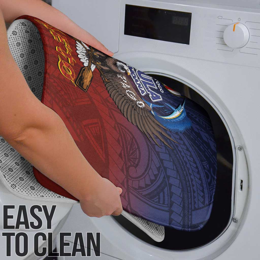 American Samoa Fautasi Bathroom Set Pago Pago Aeto and Iseula o le Moana of Fagatogo Red-Blue - Polynesian Pride