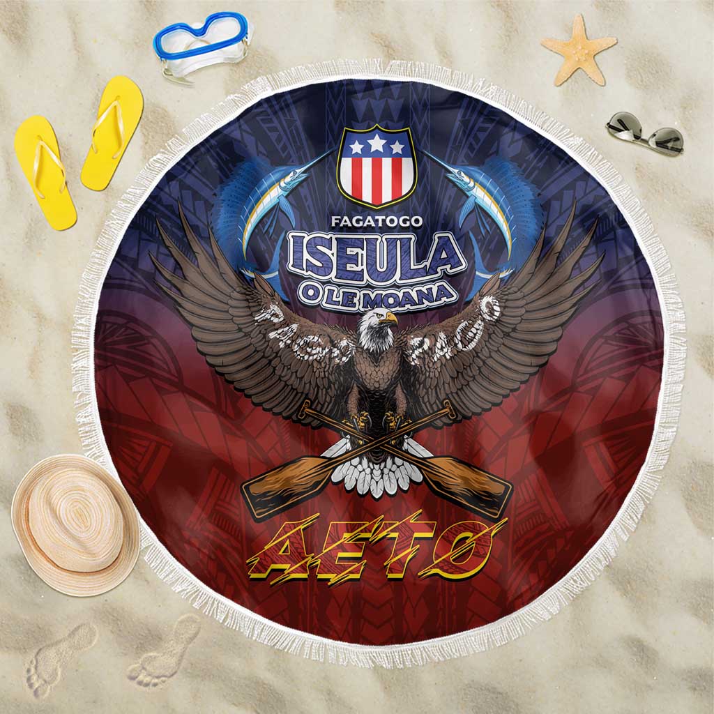 American Samoa Fautasi Beach Blanket Pago Pago Aeto and Iseula o le Moana of Fagatogo Red-Blue - Polynesian Pride