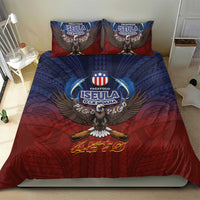 American Samoa Fautasi Bedding Set Pago Pago Aeto and Iseula o le Moana of Fagatogo Red-Blue - Polynesian Pride
