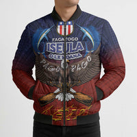 American Samoa Fautasi Bomber Puffer Jacket Pago Pago Aeto and Iseula o le Moana of Fagatogo Red-Blue - Polynesian Pride