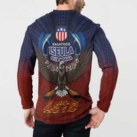 American Samoa Fautasi Button Sweatshirt Pago Pago Aeto and Iseula o le Moana of Fagatogo Red-Blue - Polynesian Pride