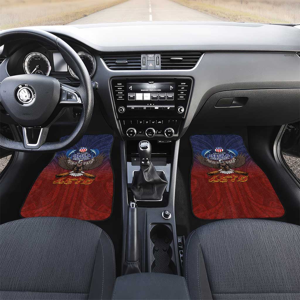 American Samoa Fautasi Car Mats Pago Pago Aeto and Iseula o le Moana of Fagatogo Red-Blue - Polynesian Pride