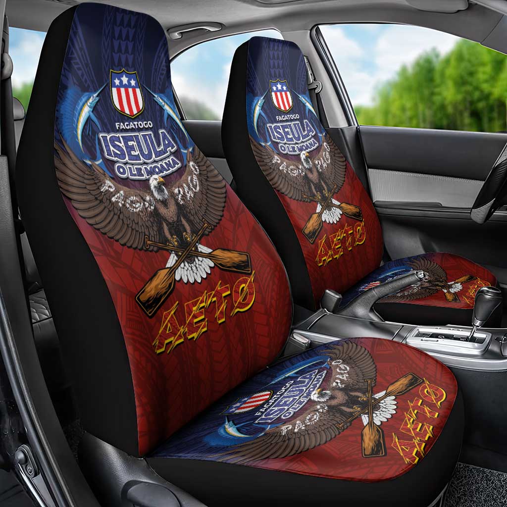 American Samoa Fautasi Car Seat Cover Pago Pago Aeto and Iseula o le Moana of Fagatogo Red-Blue - Polynesian Pride