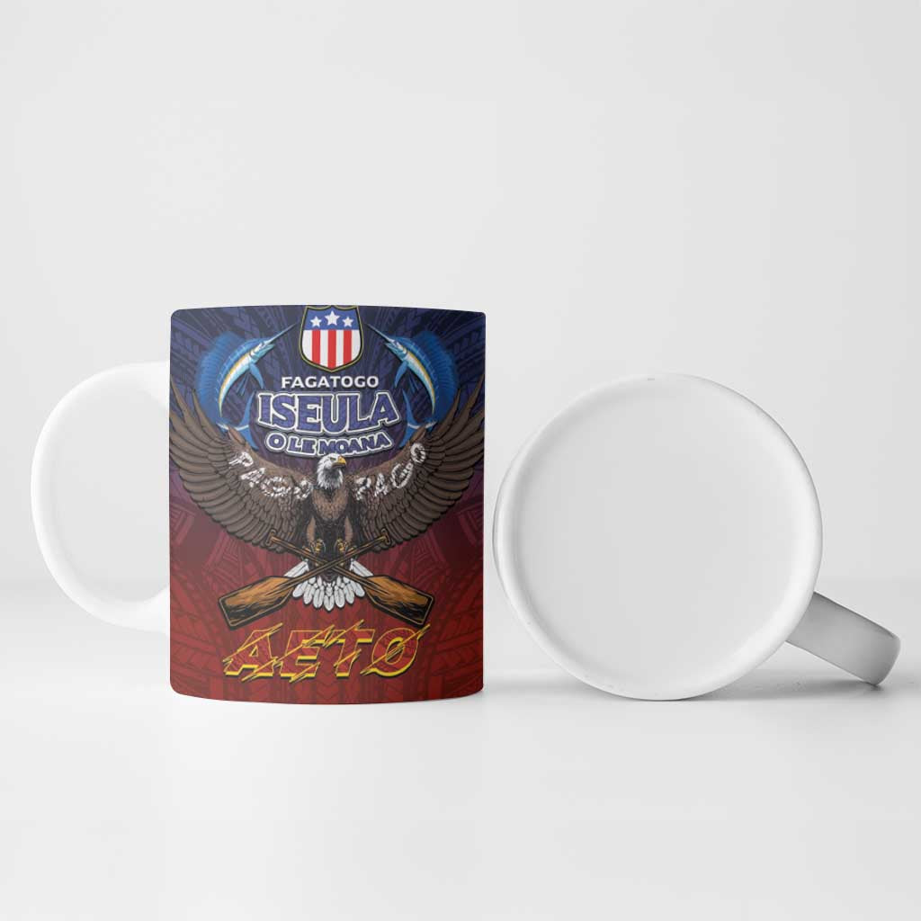 American Samoa Fautasi Ceramic Mug Pago Pago Aeto and Iseula o le Moana of Fagatogo Red-Blue - Polynesian Pride