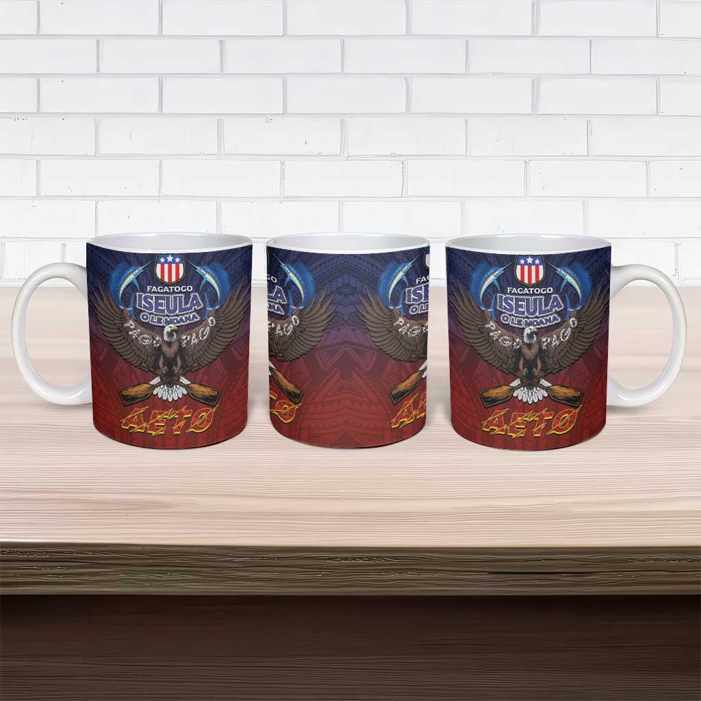 American Samoa Fautasi Ceramic Mug Pago Pago Aeto and Iseula o le Moana of Fagatogo Red-Blue - Polynesian Pride
