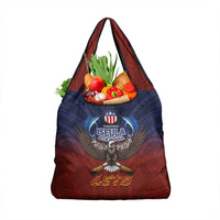 American Samoa Fautasi Grocery Bag Pago Pago Aeto and Iseula o le Moana of Fagatogo Red-Blue - Polynesian Pride