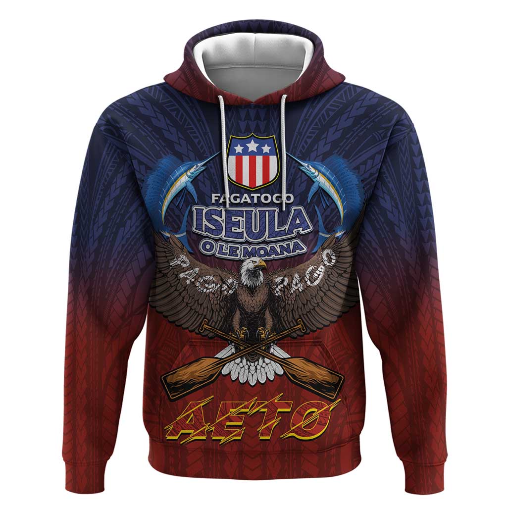 American Samoa Fautasi Hoodie Pago Pago Aeto and Iseula o le Moana of Fagatogo Red-Blue - Polynesian Pride
