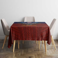 American Samoa Fautasi Tablecloth Pago Pago Aeto and Iseula o le Moana of Fagatogo Red-Blue - Polynesian Pride