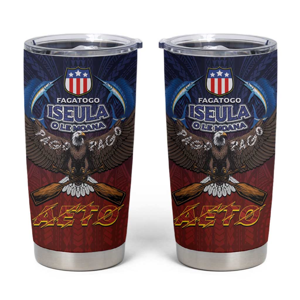 American Samoa Fautasi Tumbler Cup Pago Pago Aeto and Iseula o le Moana of Fagatogo Red-Blue - Polynesian Pride
