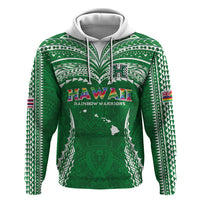 Custom Hawaii Rainbow Warriors Hoodie Polynesian Motif Green Color LT03 Pullover Hoodie Green - Polynesian Pride