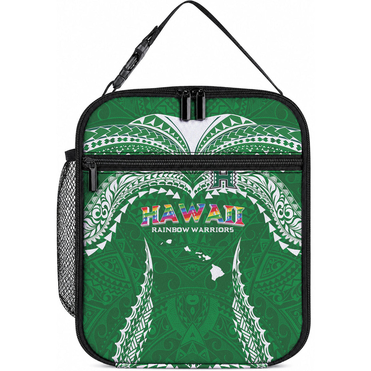 Hawaii Rainbow Warriors Lunch Bag Polynesian Motif Green Color LT03 10.2 × 8.3 × 4.3 inch Green - Polynesian Pride