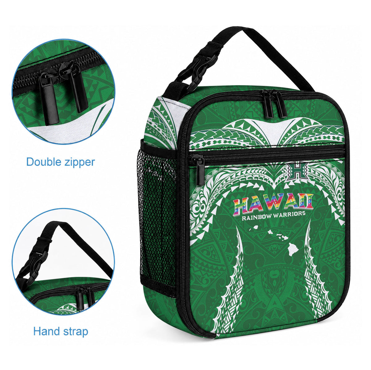 Hawaii Rainbow Warriors Lunch Bag Polynesian Motif Green Color LT03 - Polynesian Pride