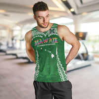 Custom Hawaii Rainbow Warriors Men Tank Top Polynesian Motif Green Color LT03 Green - Polynesian Pride