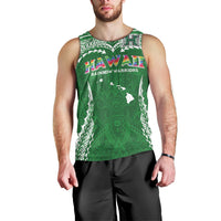 Custom Hawaii Rainbow Warriors Men Tank Top Polynesian Motif Green Color LT03 - Polynesian Pride