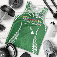 Custom Hawaii Rainbow Warriors Men Tank Top Polynesian Motif Green Color LT03 - Polynesian Pride