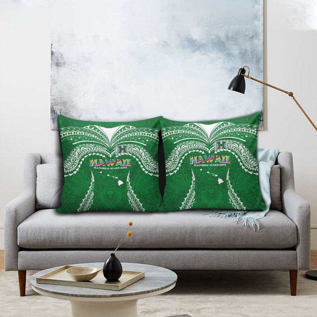 Hawaii Rainbow Warriors Pillow Cover Polynesian Motif Green Color LT03 - Polynesian Pride
