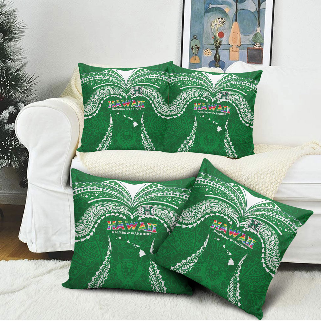 Hawaii Rainbow Warriors Pillow Cover Polynesian Motif Green Color LT03 - Polynesian Pride