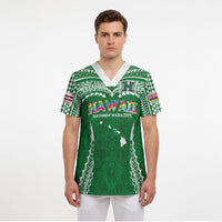 Custom Hawaii Rainbow Warriors Scrub Top Polynesian Motif Green Color LT03 - Polynesian Pride