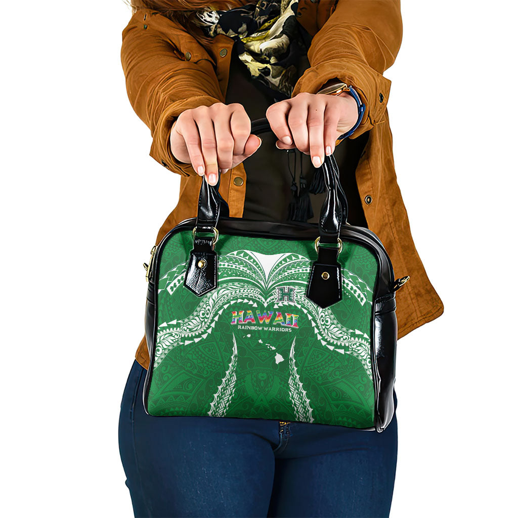 Hawaii Rainbow Warriors Shoulder Handbag Polynesian Motif Green Color LT03 One Size Green - Polynesian Pride