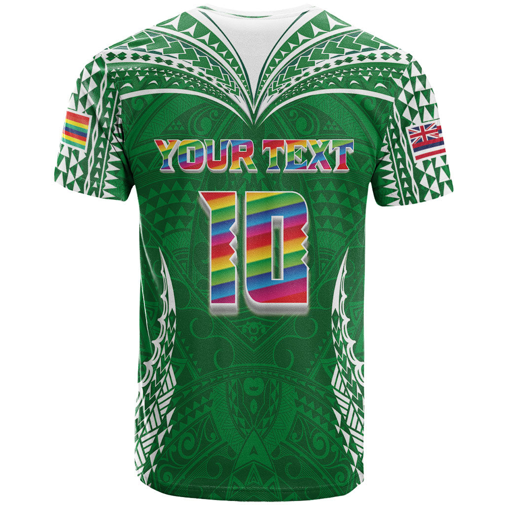 Custom Hawaii Rainbow Warriors T Shirt Polynesian Motif Green Color LT03 - Polynesian Pride