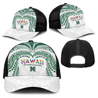 Hawaii Rainbow Warriors Baseball Net Cap Polynesian Motif White Color LT03 - Polynesian Pride