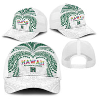 Hawaii Rainbow Warriors Baseball Net Cap Polynesian Motif White Color LT03 - Polynesian Pride