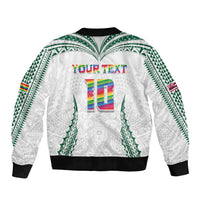 Custom Hawaii Rainbow Warriors Bomber Jacket Polynesian Motif White Color LT03 - Polynesian Pride