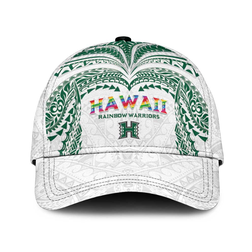Hawaii Rainbow Warriors Classic Cap Polynesian Motif White Color LT03 Universal Fit White - Polynesian Pride