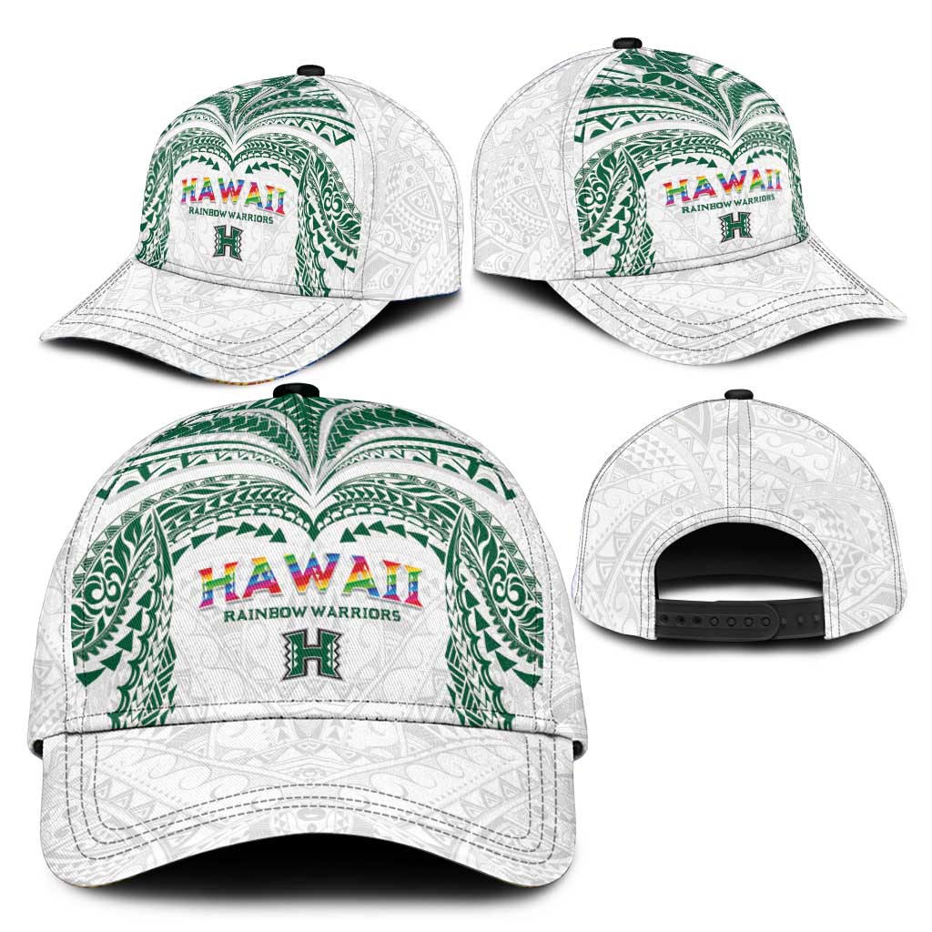 Hawaii Rainbow Warriors Classic Cap Polynesian Motif White Color LT03 - Polynesian Pride