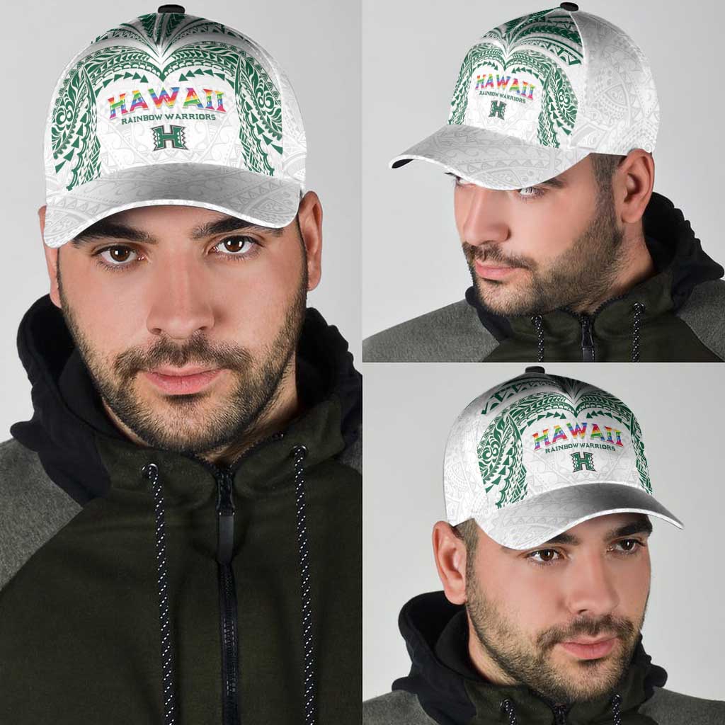 Hawaii Rainbow Warriors Classic Cap Polynesian Motif White Color LT03 - Polynesian Pride
