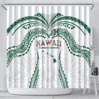 Hawaii Rainbow Warriors Shower Curtain Polynesian Motif White Color LT03 - Polynesian Pride
