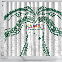 Hawaii Rainbow Warriors Shower Curtain Polynesian Motif White Color LT03 - Polynesian Pride