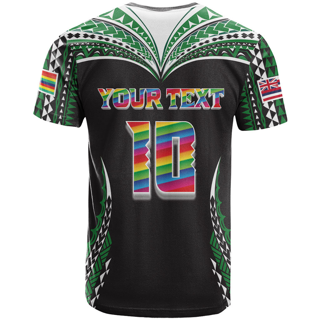 Custom Hawaii Rainbow Warriors T Shirt Polynesian Motif Black Color LT03 - Polynesian Pride