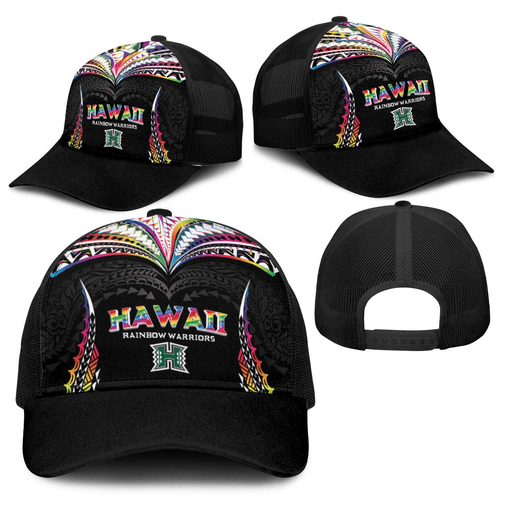 Hawaii Rainbow Warriors Baseball Net Cap Polynesian Motif Special Edition Rainbow Gradient LT03 - Polynesian Pride