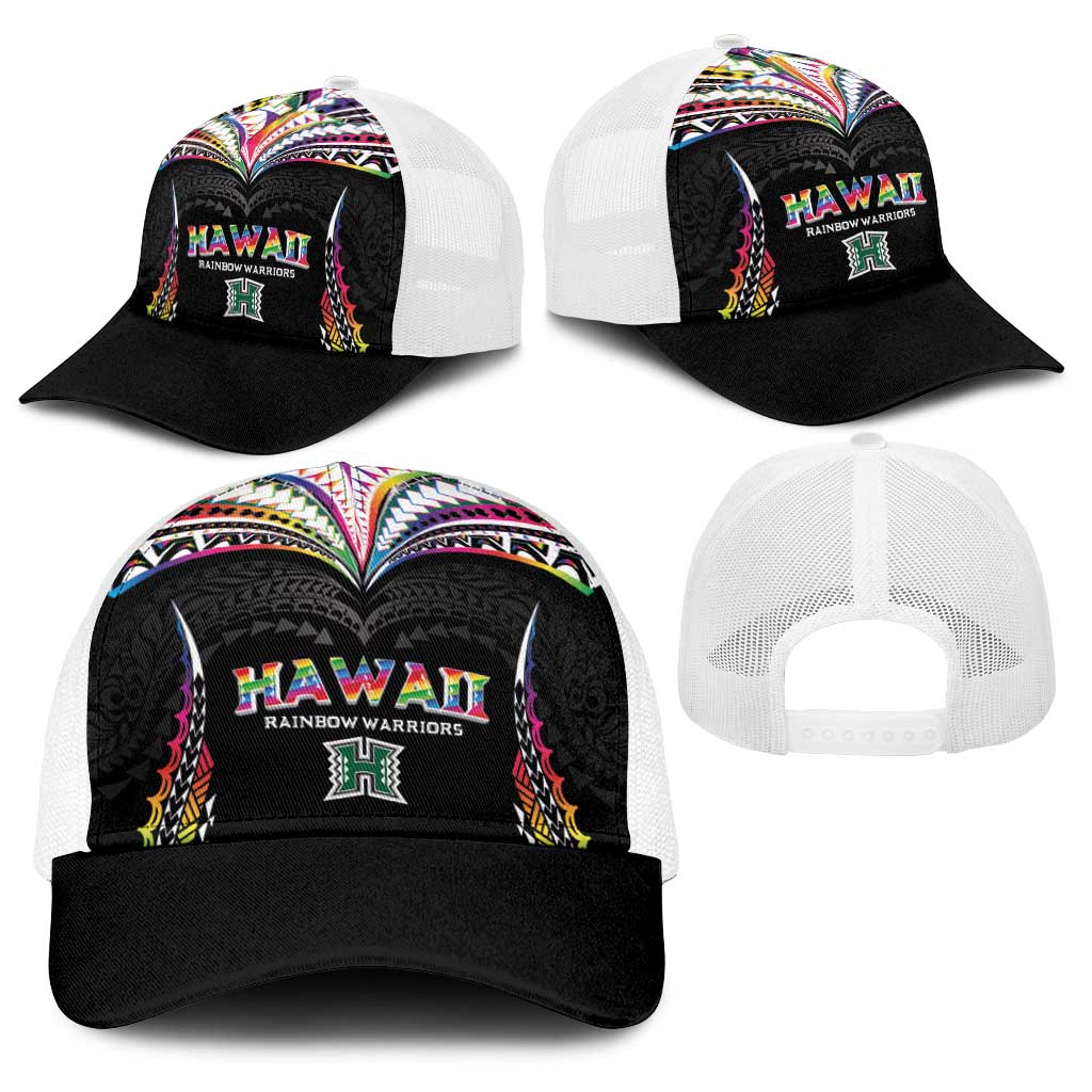 Hawaii Rainbow Warriors Baseball Net Cap Polynesian Motif Special Edition Rainbow Gradient LT03 - Polynesian Pride