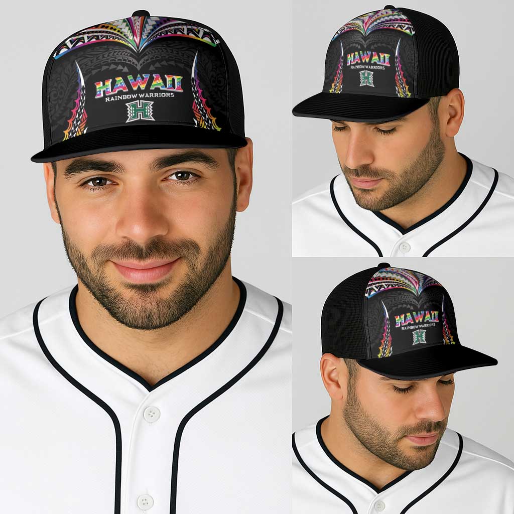 Hawaii Rainbow Warriors Baseball Net Cap Polynesian Motif Special Edition Rainbow Gradient LT03 - Polynesian Pride