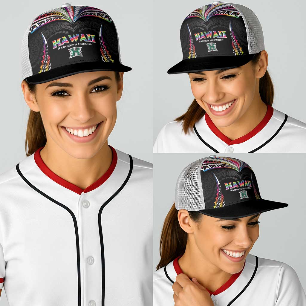 Hawaii Rainbow Warriors Baseball Net Cap Polynesian Motif Special Edition Rainbow Gradient LT03 - Polynesian Pride
