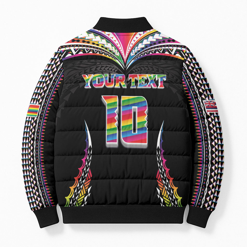 Custom Hawaii Rainbow Warriors Bomber Puffer Jacket Polynesian Motif Special Edition Rainbow Gradient LT03 - Polynesian Pride